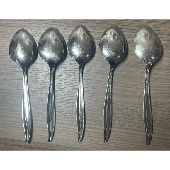 Oneida TEXTURA 7" Oneidacraft Deluxe 5 Tablespoons Stainless Flatware Silver MCM - Picture 3 of 5